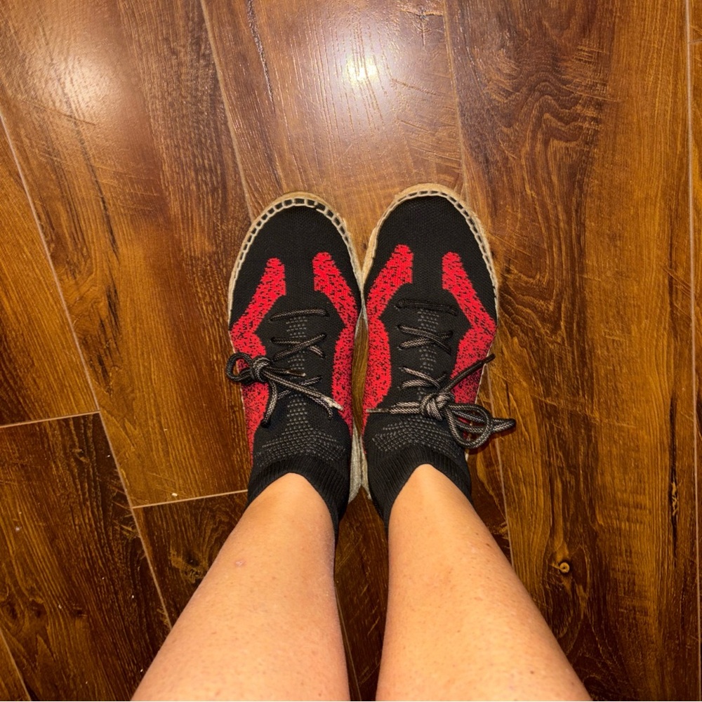 Alexander Wang Black Knit Espadrille Sneakers with Red Accent - Picture 9 of 14